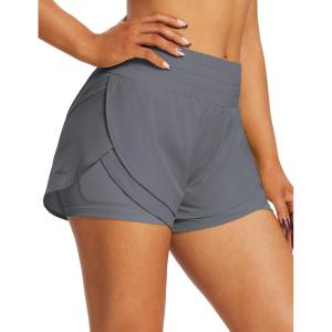 imagebaleaf Womens 3quot Workout Shorts High Waisted Athletic Running Shorts with Liner Sports Lightweight Quick DryBdark Grey