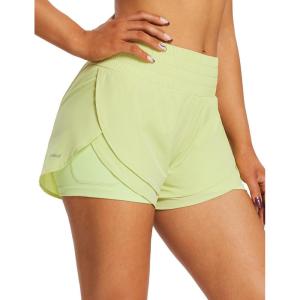 imagebaleaf Womens 3quot Workout Shorts High Waisted Athletic Running Shorts with Liner Sports Lightweight Quick DryBgreen
