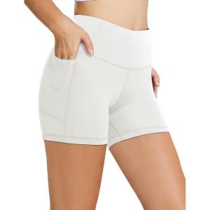 imagebaleaf Womens 8quot 5quot 3quot Biker Shorts High Waist Yoga Workout Gym Running Volleyball Spandex Shorts with PocketsWhiteclassic