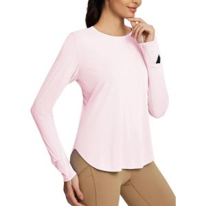 imagebaleaf Womens UPF 50 Sun Shirts UV Protection Long Sleeve Rash Guard Lightweight Quick Dry SPF Outdoor Hiking ClothingLight Pink