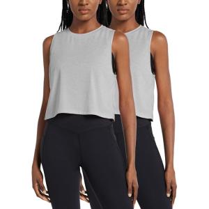 imagebaleaf Workout Tops for Women Crop Tank Top Quick Dry Athletic Gym Exercise Sleeveless Shirts Muscle Yoga Loose FitHeather Gray2 Pack