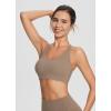 imagebaleaf Nuleaf Sports Bras for Women Strappy Longline Yoga Padded Bras High Impact Molded Cups Workout Crop TopCocoa Brown