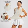 imagebaleaf Womens Golf Shirts Tank Tops Sleeveless Tennis Polo Racerback with Collar Athletic Tanks Quick DryRacerbackraw Linen