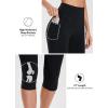 imagebaleaf Womens Knee Length Cotton Capri Leggings with Pockets High Waisted Casual Summer Yoga Workout Exercise PantsBlack