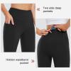 imagebaleaf Womens Knee Length Cotton Capri Leggings with Pockets High Waisted Casual Summer Yoga Workout Exercise PantsBlack