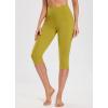 imagebaleaf Womens Knee Length Cotton Capri Leggings with Pockets High Waisted Casual Summer Yoga Workout Exercise PantsGreen