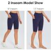imagebaleaf Womens Knee Length Cotton Capri Leggings with Pockets High Waisted Casual Summer Yoga Workout Exercise PantsNavy