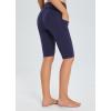 imagebaleaf Womens Knee Length Cotton Capri Leggings with Pockets High Waisted Casual Summer Yoga Workout Exercise PantsNavy