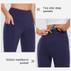 imagebaleaf Womens Knee Length Cotton Capri Leggings with Pockets High Waisted Casual Summer Yoga Workout Exercise PantsNavy
