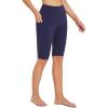 imagebaleaf Womens Knee Length Cotton Capri Leggings with Pockets High Waisted Casual Summer Yoga Workout Exercise PantsNavy