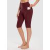 imagebaleaf Womens Knee Length Cotton Capri Leggings with Pockets High Waisted Casual Summer Yoga Workout Exercise PantsWine Red