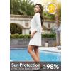 imagebaleaf Womens Sun Protection Swim Cover Up Dress with Pockets 34 Sleeve UPF 50 Tunic Beach Coverups Dress 2024Solidwhite