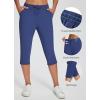 imagebaleaf Womens Yoga Capris Pants with Pockets Lightweight UPF50 Drawstring Waist Petite Athletic Sweatpants Casual SummerNavy Blue