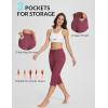 imagebaleaf Womens Yoga Capris Pants with Pockets Lightweight UPF50 Drawstring Waist Petite Athletic Sweatpants Casual SummerWine Red