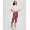 imagebaleaf Womens Yoga Capris Pants with Pockets Lightweight UPF50 Drawstring Waist Petite Athletic Sweatpants Casual SummerWine Red