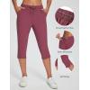 imagebaleaf Womens Yoga Capris Pants with Pockets Lightweight UPF50 Drawstring Waist Petite Athletic Sweatpants Casual SummerWine Red