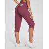 imagebaleaf Womens Yoga Capris Pants with Pockets Lightweight UPF50 Drawstring Waist Petite Athletic Sweatpants Casual SummerWine Red