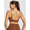 imagebaleaf everleaf Womens Sports Bra Longline Molded Cup Yoga Bra Thin Strap Low Impact Workout Crop Tank TopsBrown