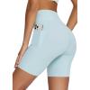 imagebaleaf Freeleaf Womens 8quot High Waist Biker Shorts with Pockets Yoga Running Volleyball Workout Gym Shorts for Summer SpandexPastel Blue