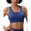 imagebaleaf Sweatleaf Womens Zip Front Closure Sports Bras Racerback Padded High Impact Yoga Workout Running BraNavy Blue
