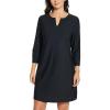 imagebaleaf Womens Sun Protection Swim Cover Up Dress with Pockets 34 Sleeve UPF 50 Tunic Beach Coverups Dress 2024Solidblack