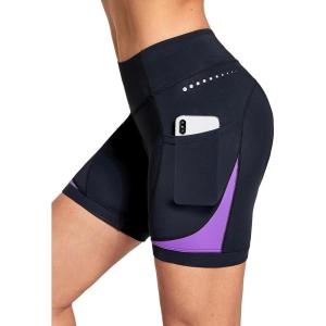imagebaleaf 4D Padded Bike Shorts Women Cycling Underwear Gel Padding PocketsPurple