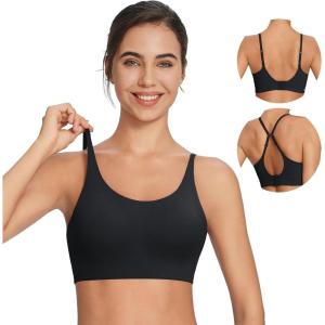 imagebaleaf Sweatleaf Adjustable Sports Bras for Women Padded Racerback Yoga Bra High Impact Molded Cup Workout BraBlack