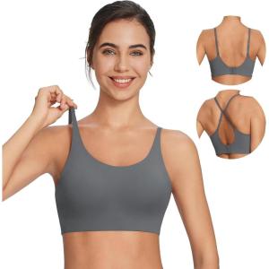 imagebaleaf Sweatleaf Adjustable Sports Bras for Women Padded Racerback Yoga Bra High Impact Molded Cup Workout BraDark Grey