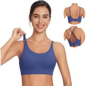imagebaleaf Sweatleaf Adjustable Sports Bras for Women Padded Racerback Yoga Bra High Impact Molded Cup Workout BraNavy Blue