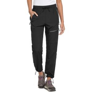 imagebaleaf Womens Hiking Pants Quick Dry Lightweight Water Resistant Elastic Waist Cargo Pants for All Seasons27black