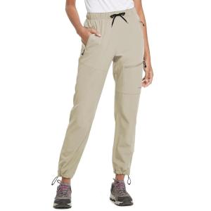 imagebaleaf Womens Hiking Pants Quick Dry Lightweight Water Resistant Elastic Waist Cargo Pants for All Seasons27suntan