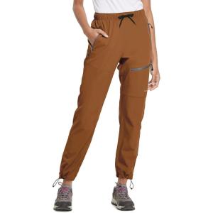 imagebaleaf Womens Hiking Pants Quick Dry Lightweight Water Resistant Elastic Waist Cargo Pants for All Seasons29caramel