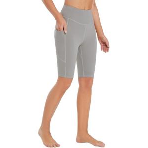 imagebaleaf Womens Knee Length Cotton Capri Leggings with Pockets High Waisted Casual Summer Yoga Workout Exercise PantsFrost Gray