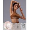 imagebaleaf Freeleaf Broadway Womens High Impact Sports Bra Wirefree Padded Spaghetti Strap Dance Yoga Workout BraBrown
