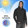 imagebaleaf Mens Sun Protection Hoodie Shirt UPF 50 Long Sleeve UV SPF TShirts Rash Guard Fishing Swimming LightweightStyle 1black