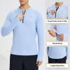 imagebaleaf Mens Sun Shirts UPF 50 Rash Guard Long Sleeve 14 Zip SPF UV Protection Lightweight Quick DryBlue