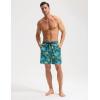 imagebaleaf Mens Swim Trunks with Compression Liner 5 ampamp 7 inch Quick Dry Bathing Suit Swim Shorts with Zippered PocketsGreen Tropical
