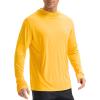 imagebaleaf Mens UPF 50 Sun Protection Hoodie Shirts Kangaroo Pocket UV SPF Performance Fishing Long Sleeve Rash GuardYellow