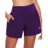imagebaleaf Womens 5quot Workout Shorts Gym Running Shorts Athletic with Liner High Waistband Quick Dry Sports Zipper PocketsPurple