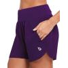 imagebaleaf Womens 5quot Workout Shorts Gym Running Shorts Athletic with Liner High Waistband Quick Dry Sports Zipper PocketsPurple
