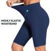 imagebaleaf Womens 6quot8quot High Waisted Biker Shorts with Pockets for Gym Workout Yoga Running AthleticDark Blue