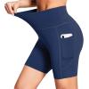 imagebaleaf Womens 6quot8quot High Waisted Biker Shorts with Pockets for Gym Workout Yoga Running AthleticDark Blue