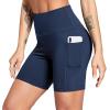 imagebaleaf Womens 6quot8quot High Waisted Biker Shorts with Pockets for Gym Workout Yoga Running AthleticDark Blue