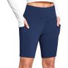 imagebaleaf Womens 6quot8quot High Waisted Biker Shorts with Pockets for Gym Workout Yoga Running AthleticDark Blue