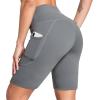imagebaleaf Womens 6quot8quot High Waisted Biker Shorts with Pockets for Gym Workout Yoga Running AthleticDark Grey