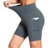imagebaleaf Womens 6quot8quot High Waisted Biker Shorts with Pockets for Gym Workout Yoga Running AthleticDark Grey