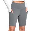 imagebaleaf Womens 6quot8quot High Waisted Biker Shorts with Pockets for Gym Workout Yoga Running AthleticDark Grey
