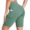 imagebaleaf Womens 6quot8quot High Waisted Biker Shorts with Pockets for Gym Workout Yoga Running AthleticGreen