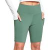 imagebaleaf Womens 6quot8quot High Waisted Biker Shorts with Pockets for Gym Workout Yoga Running AthleticGreen