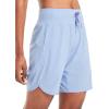 imagebaleaf Womens 7quot Athletic Long Running Shorts Workout Gym Quick Dry Hiking Shorts High Waisted Zipper PocketBlue